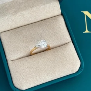 2.0 CT Pear East-West Cathedral Engagement Ring in 18k White Gold