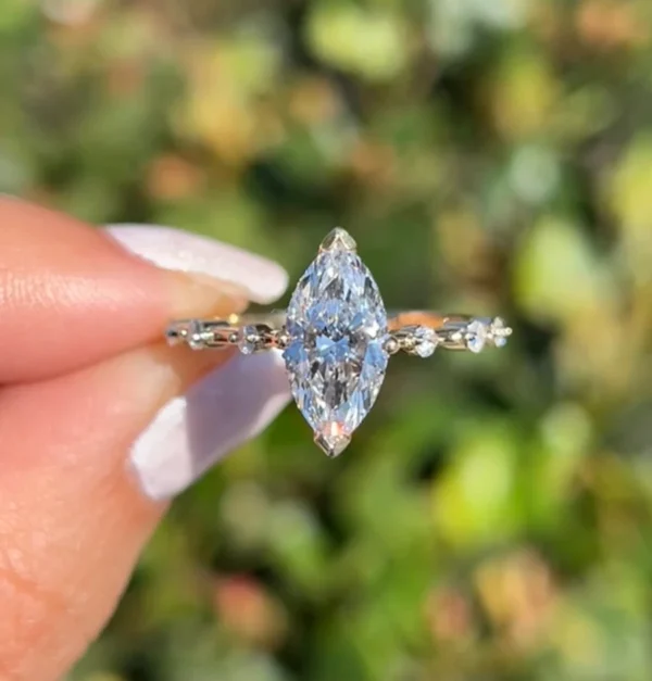 2.20 carat marquise lab diamond engagement ring in 14K white gold Dubai