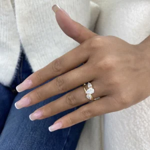 Pear Lab Grown Diamond 3 Stone Engagement Ring 14K Yellow Gold Dubai – 1.60 CT IGI Certified UAE