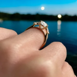 2.00 CTW Pear Lab-Grown Diamond Three-Stone Engagement Ring in 14K Yellow Gold | IGI Certified E VVS2