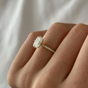 2.20 CTW Elongated Cushion Lab Diamond Compass Engagement Ring in 14K Gold (E/VVS2, IGI Certified)