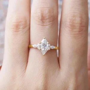 1.80 CTW Marquise Lab Grown Diamond Engagement Ring IGI E VVS2 14K Yellow Gold