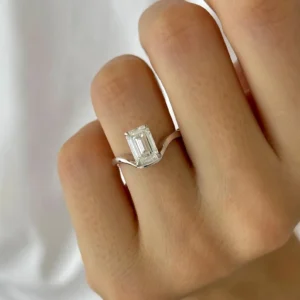 2.00 Ct Emerald Cut IGI Certified Lab-Grown Diamond Solitaire Engagement Ring in 14K White Gold