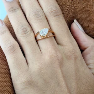 2ct Pear Cut CVD Diamond Engagement Ring in 18k Rose Gold | Dubai Jewel Factory
