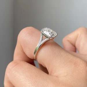 2.10ct Cushion Lab Diamond Engagement Ring | 18K White Gold | IGI Certified Dubai