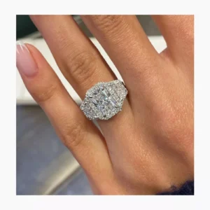 14K White Gold 5CT Radiant Cut Lab Grown Diamond Engagement Ring E VVS2 Dubai UAE