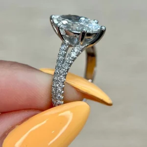 2.30 Ct IGI Certified Marquise Lab-Created Diamond Engagement Ring in 14K White Gold | E Color VVS2