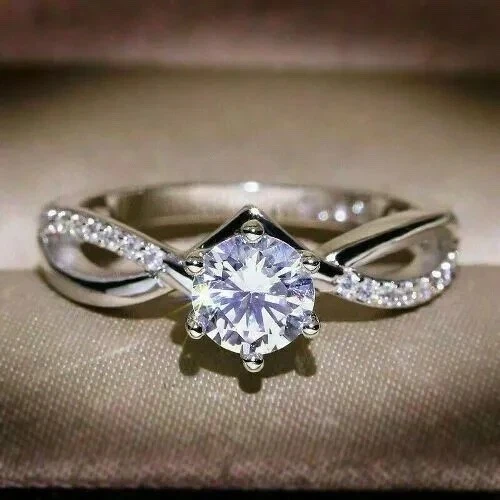 2.15 TCW Round Lab Grown Diamond Engagement Ring D VVS2 IGI Cert 14K White Gold - Image 4