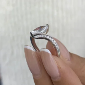 Marquise Lab Grown Diamond Bypass Engagement Ring 14K White Gold Dubai UAE – 1.15 CT IGI Certified