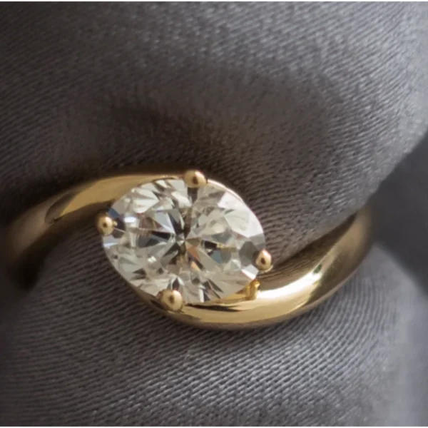 1.50ct Oval Cut Lab Grown Diamond Engagement Ring IGI Certified 18K Yellow Gold