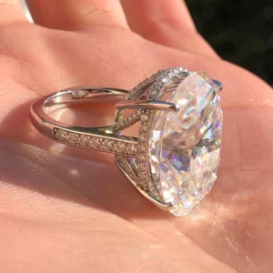10.5Ct Oval Lab Grown Diamond Engagement Ring 14K White Gold Dubai UAE