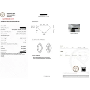 2.10 Ct Marquise Lab-Grown Diamond Ring | E VVS2 | IGI Certified 14K Yellow Gold Engagement Ring Dubai