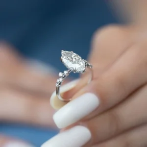2.20 Ct IGI Certified Marquise Lab-Grown Diamond Engagement Ring in 14K White Gold | E Color VVS2