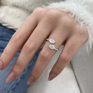 Lab Grown Diamond Engagement Wrap Ring 14K Gold Dubai – 1.36 CTW Pear Cut IGI Certified