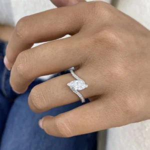 Marquise Lab Grown Diamond Bypass Engagement Ring 14K White Gold Dubai UAE – 1.15 CT IGI Certified