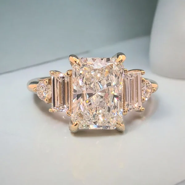 2.30 Ct Radiant D VVS2 14k White Gold Lab Grown Diamond Ring IGI Certified