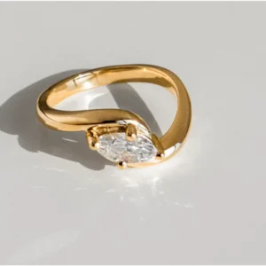 1.50 CT Marquise Lab Grown Diamond Ring in 14K Yellow Gold Dubai UAE