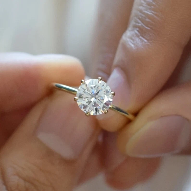 2.00Ct Round Lab Grown Diamond Engagement Ring IGI Certified D VS1 14K W - Gold