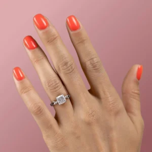 2.10 Ct Cushion Cut IGI Certified Lab-Grown Diamond Engagement Ring in 14K White Gold