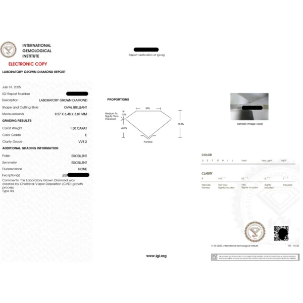 1.90 CTW Lab Grown Diamond Engagement Ring in 14K White Gold Dubai – IGI Certified Oval Cut