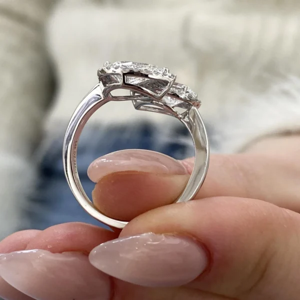 18k White Gold Toi et Moi Ring 2.3 CTW Pear CVD Lab Grown Diamond Engagement Ring