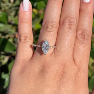 2.20 Carat Marquise Cut IGI Certified Lab Diamond Engagement Ring in 14K White Gold