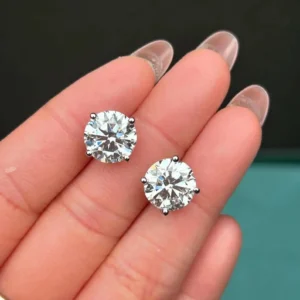 2.00 CTW Lab Diamond Stud Earrings D/VS1 – 14K Gold IGI Certified, Dubai Crafted