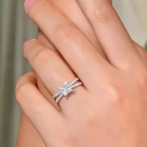 14K White Gold Princess Cut 2.4CT E VVS2 IGI Certified Lab Grown Diamond Engagement Ring Dubai UAE