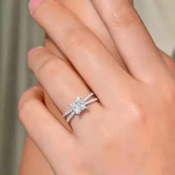 Princess Cut Lab Grown Diamond Engagement Ring 18K White Gold Dubai UAE – 2.40 CT IGI Certified