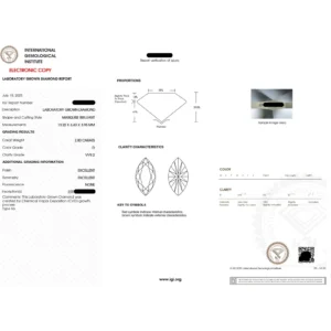 2.20 Carat Marquise Cut IGI Certified Lab Diamond Engagement Ring in 14K White Gold