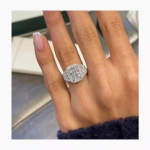 14K White Gold 5CT Radiant Cut Lab Grown Diamond Engagement Ring E VVS2 Dubai UAE