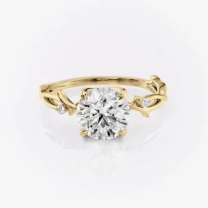 Round Lab Grown Diamond Engagement Ring 14K Yellow Gold Dubai UAE – 1.60CT E VVS2 IGI