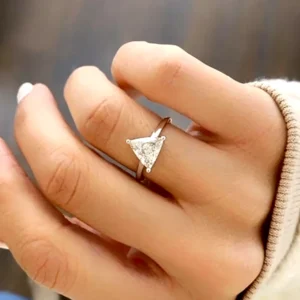 1.50 Ct Trilliant Cut Lab Diamond Ring Dubai – IGI E VVS2 CVD Engagement Ring in 14K White Gold