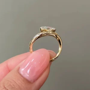 14k Yellow Gold Marquise Solitaire 1 Carat CVD Lab Grown Diamond Engagement Ring