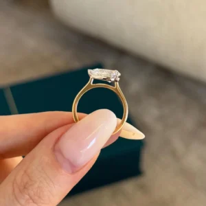 2.0 CT Pear East-West Cathedral Engagement Ring in 18k White Gold