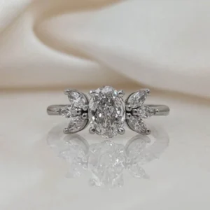 1.90 CTW Lab Grown Diamond Engagement Ring in 14K White Gold Dubai – IGI Certified Oval Cut