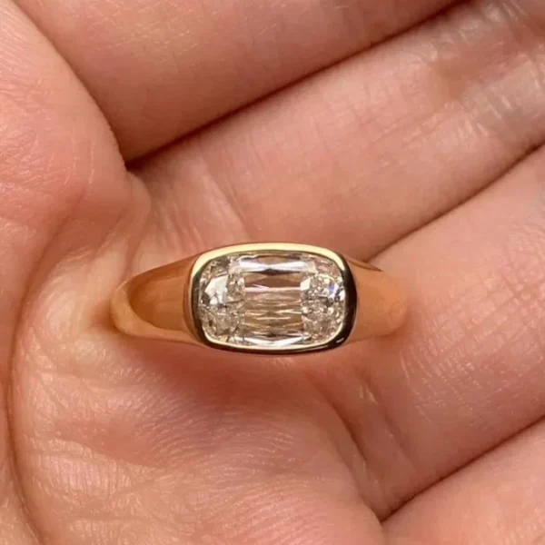 2.00 Ct Cushion-Cut F VS1 Lab Grown Diamond Bezel Engagement Ring 14kYellow Gold