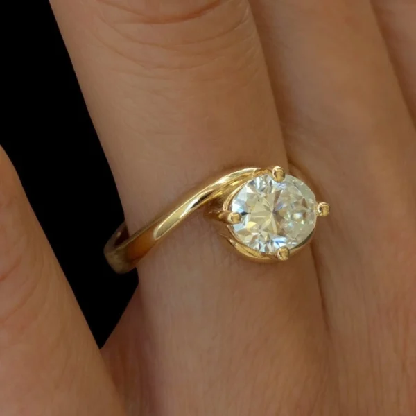 14k Yellow Gold Oval Cut Lab Grown Diamond Wedding Ring 1 Ct IGI Certified