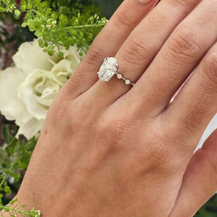 2.15 Ct Oval IGI Certified Diamond Engagement Ring in 14K White Gold – Nature-Inspired Luxury Design - Image 5
