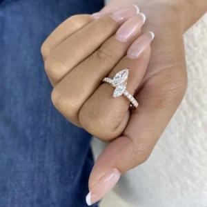 Marquise Lab Grown Diamond 2 Stone Ring 14K Rose Gold Dubai 1.70 Ct