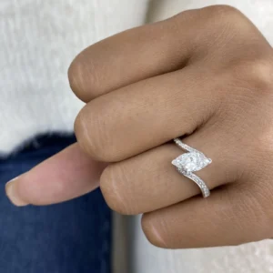 Marquise Lab Grown Diamond Bypass Engagement Ring 14K White Gold Dubai UAE – 1.15 CT IGI Certified