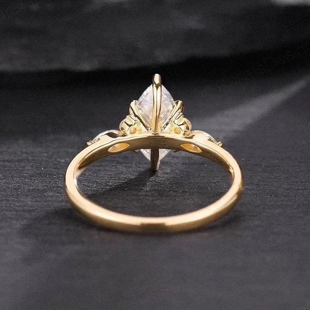 1.80 CTW Marquise Lab Grown Diamond Engagement Ring IGI E VVS2 14K Yellow Gold - Image 2