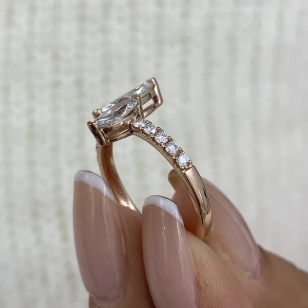 Marquise Lab Grown Diamond 2 Stone Ring 14K Rose Gold Dubai 1.70 Ct