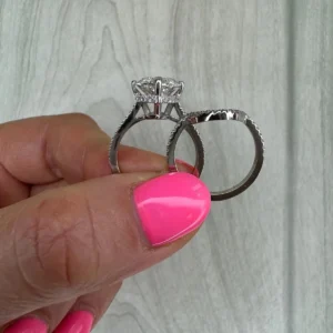 Marquise Lab Grown Diamond Bridal Set Ring in 14K White Gold – 5.45 CTW E VVS2 IGI Certified Dubai