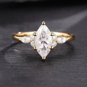 1.80 CTW Marquise Lab Grown Diamond Engagement Ring IGI E VVS2 14K Yellow Gold