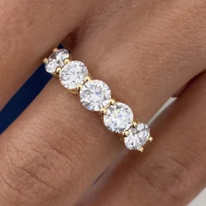 2.00 CT Five-Stone CVD Diamond Wedding Ring in 18K Yellow Gold – EF VVS Certified