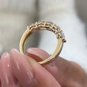 2.00 CT Five-Stone CVD Diamond Wedding Ring in 18K Yellow Gold – EF VVS Certified