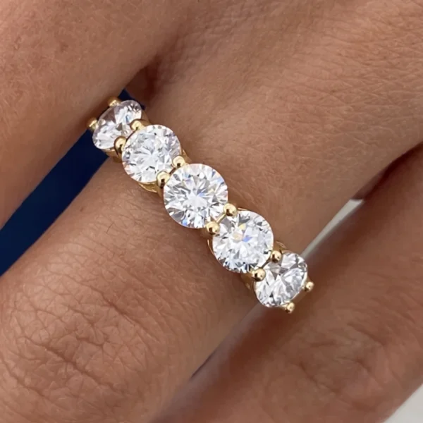 2.00 CT Five-Stone CVD Diamond Wedding Ring in 18K Yellow Gold – EF VVS Certified