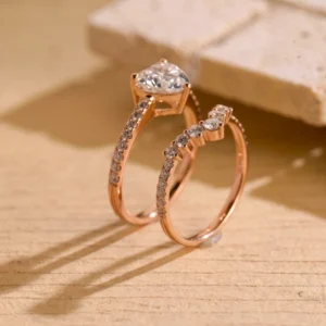 2.20 Ct Heart Cut IGI Certified Lab Diamond Bridal Set Ring in 14K White Gold – Handcrafted in Dubai
