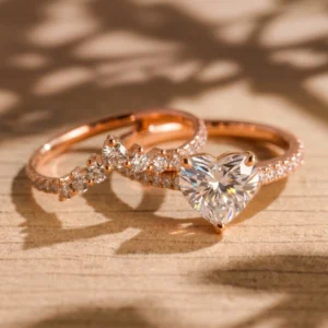 2.20 Ct Heart Cut IGI Certified Lab Diamond Bridal Set Ring in 14K White Gold – Handcrafted in Dubai
